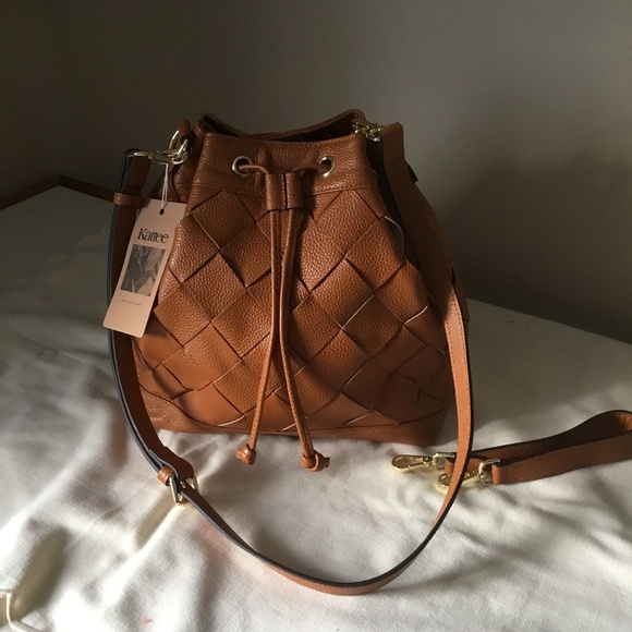 New Leather Drawstring Bucket Bag - Picture 1 of 9